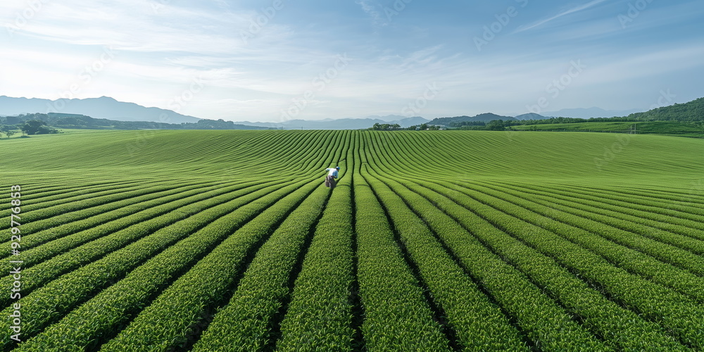 fields and fields of Japanese green tea production fields and fields of Japanese green tea production