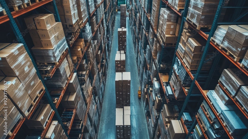 Warehouse Storage Rows: A View from Above Warehouse Storage Rows: A View from Above