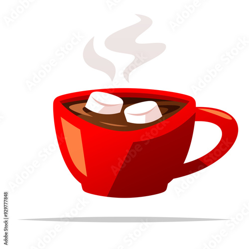 Hot chocolate with marshmallow vector isolated illustration