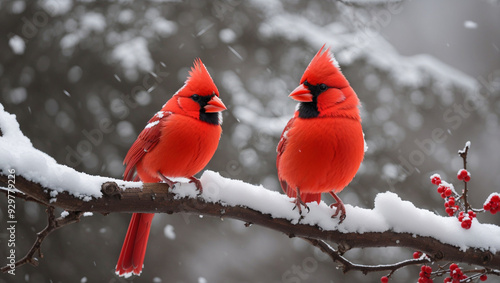 red cardinal in the snow