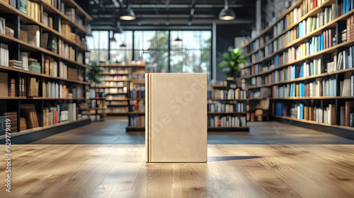 A blank book stands in a li...