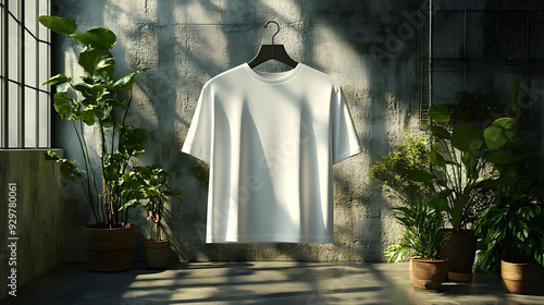 A blank white t-shirt displ...
