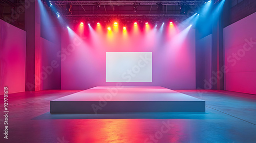 A brightly lit stage with a...