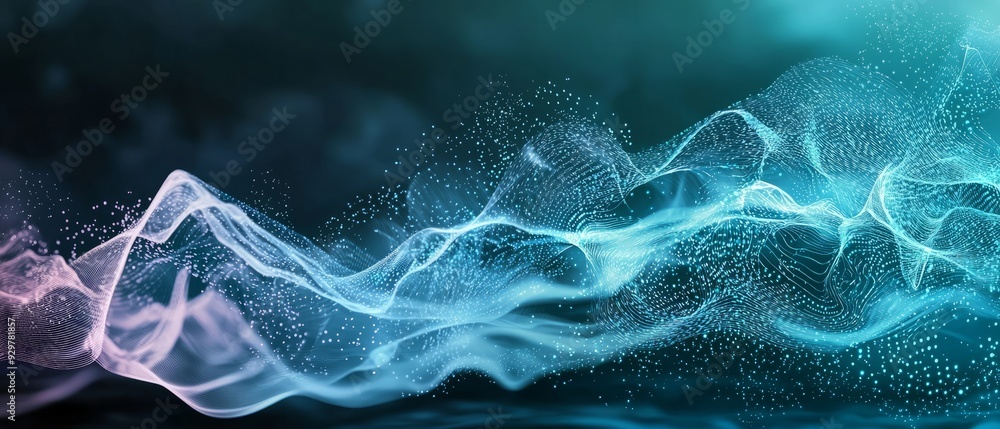 Fototapeta premium Flowing patterns of technology and innovative waves, background, Generative AI 