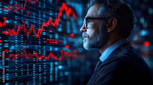 A businessman analyzing sto...