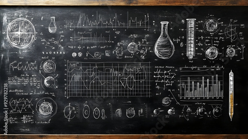 A chalkboard filled with sc...