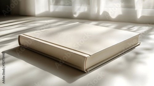 A closed, blank book restin...