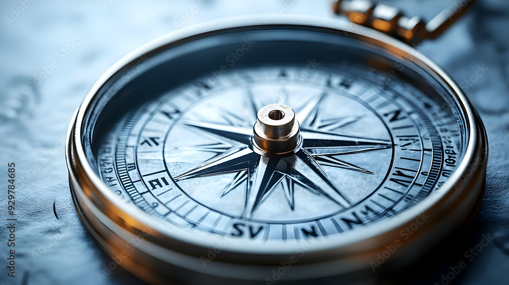 Fototapeta premium A close-up of a compass on a textured surface.
