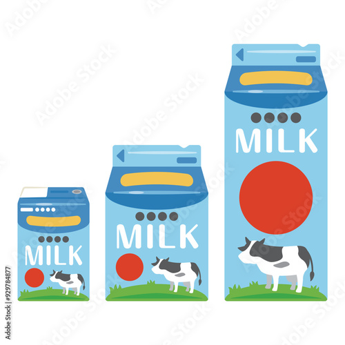 紙パック入りの牛乳セット