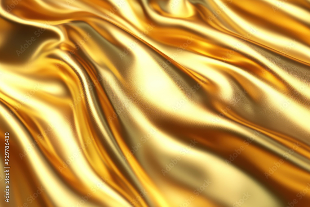 Shimmering golden fabric draped elegantly in soft waves Shimmering golden fabric draped elegantly in soft waves