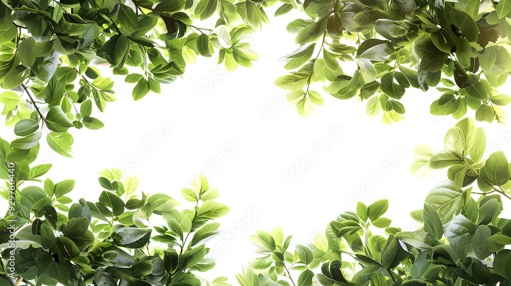 Large tree branches and foliage leaves on top border