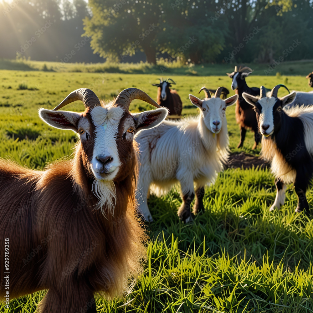 Fototapeta premium goats on a meadow