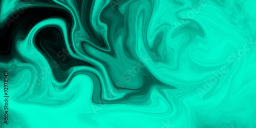 Turquoise silk fabric flowing and forming elegant waves good for a background. Vibrant swirls of emerald and jade intertwine in an abstract organic green backdrop.