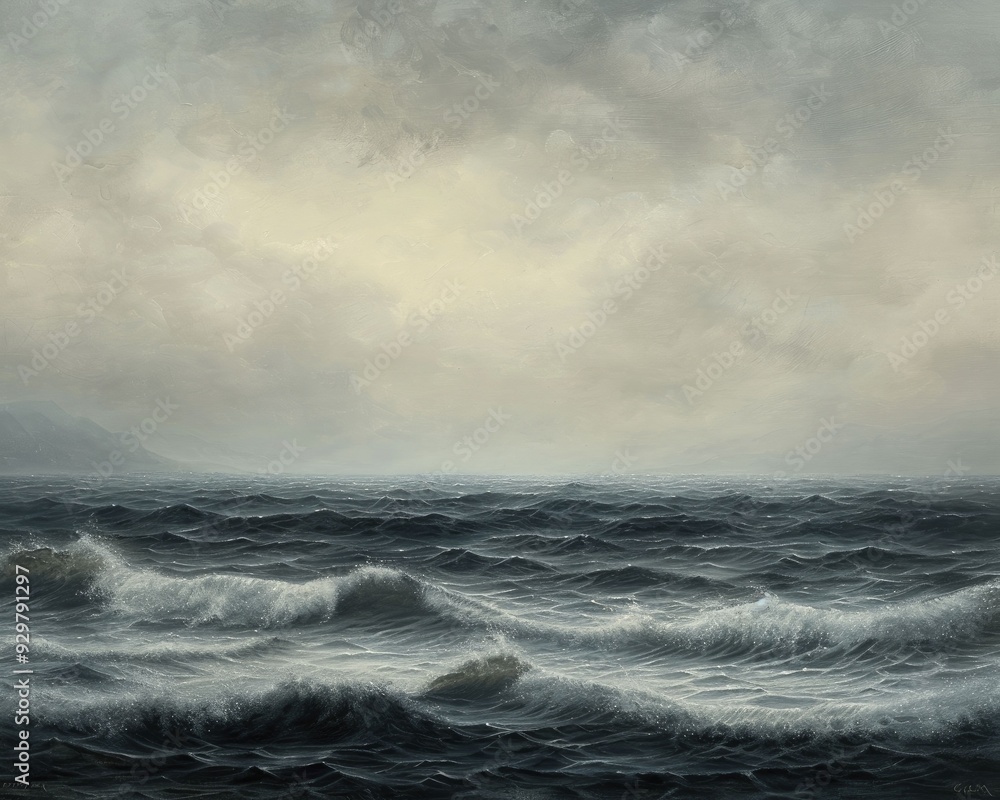 A traditional ocean landscape, crafted with gentle, blended hues to evoke a peaceful and enduring portrayal of the coastal environment. A traditional ocean landscape, crafted with gentle, blended hues to evoke a peaceful and enduring portrayal of the coastal environment.