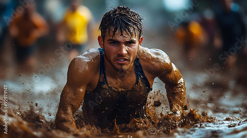 A determined athlete crawli...