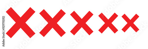 Red cross x vector icon set. No, wrong symbol. Cancel icon set. Ban sign vector illustration. Delete, vote sign. Red cross sign set. Wrong mark collection. Red cross X symbol.
