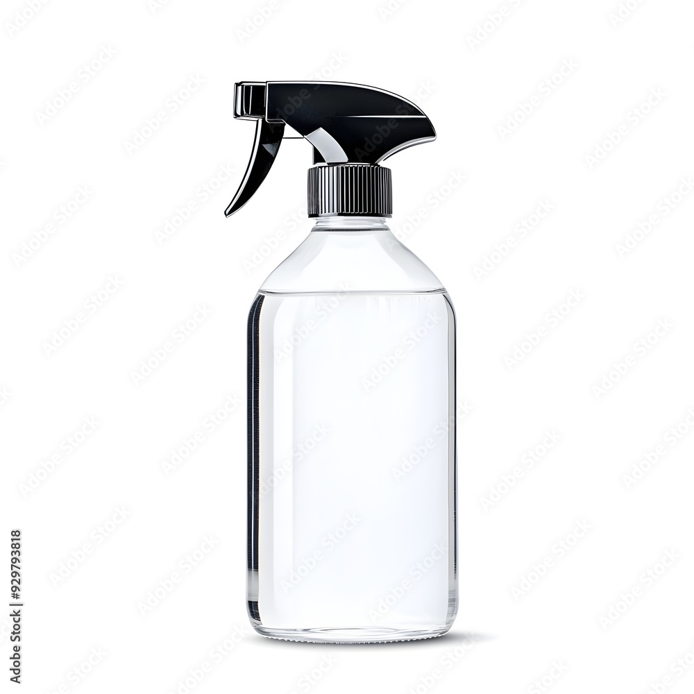 Clear Glass Cleaning Spray Bottle on White Background Clear Glass Cleaning Spray Bottle on White Background