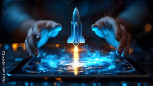 A digital rocket launch dep...