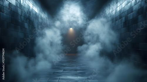 A dimly lit corridor shroud...