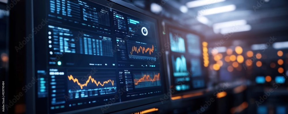 An aerospace manufacturing plant bustling with activity, with economic charts prominently displayed on digital screens An aerospace manufacturing plant bustling with activity, with economic charts prominently displayed on digital screens
