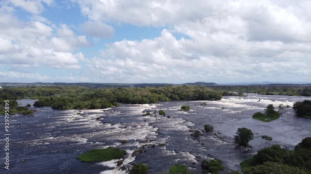 An aerial photograph of the Caroní rapids upstream from the Llovizna waterfall An aerial photograph of the Caroní rapids upstream from the Llovizna waterfall