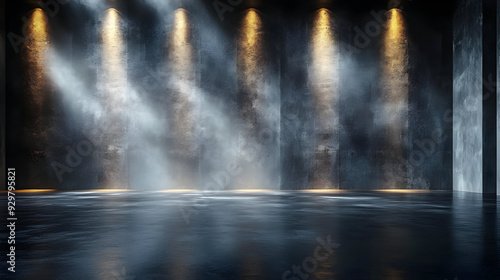 Wallpaper Mural A dimly lit stage with beams of light and a reflective surface. Torontodigital.ca