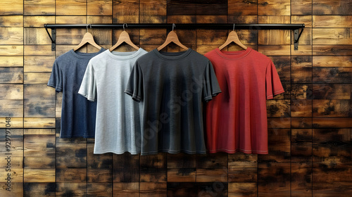 A display of four t-shirts ...