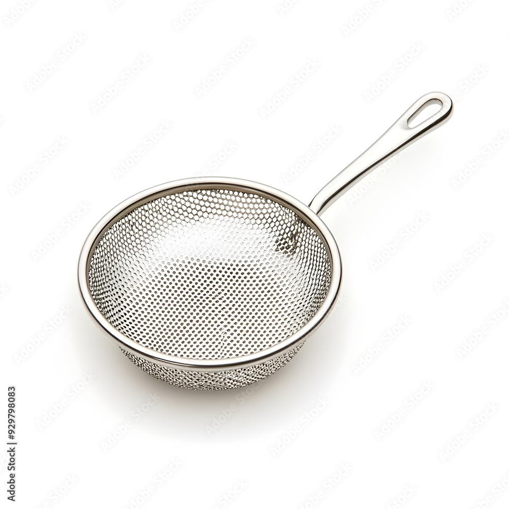 Stainless Steel Mesh Strainer on White Background Stainless Steel Mesh Strainer on White Background