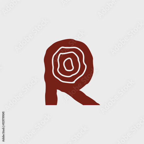 letter r logo with tree rings