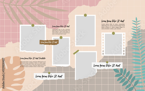 Pictures or photos frame collage, page grid layout abstract photo frames and digital photo wall template