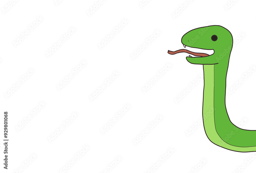 Fototapeta premium 分裂した横顔のみの巳（緑）