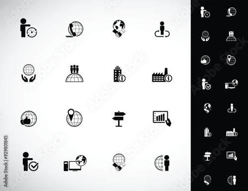 Universal business management and human resources icon set. Universal icons for web and mobile. Vector.	