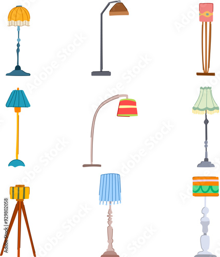 torchere set cartoon. antique vintage, classic elegant, illumination fixture torchere sign. isolated symbol vector illustration