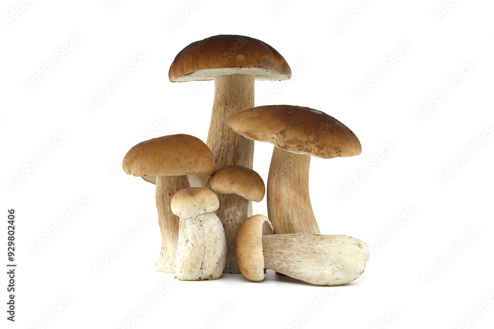 Fresh porcini mushrooms isolated on white background for culinary use Fresh porcini mushrooms isolated on white background for culinary use