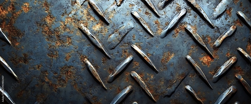 Rusty metal diamond plate surface texture. Rusty metal diamond plate surface texture.