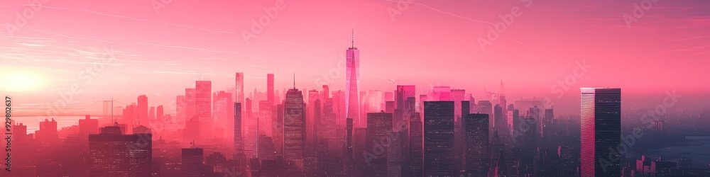 Futuristic Rose-Tinted Metropolis: Skyline Bathed in Pink Hues Showcases Architectural Marvels and Technological Advancements. Visionary Urban Landscape Blends Innovation and Aesthetics. Perfect for S Futuristic Rose-Tinted Metropolis: Skyline Bathed in Pink Hues Showcases Architectural Marvels and Technological Advancements. Visionary Urban Landscape Blends Innovation and Aesthetics. Perfect for S