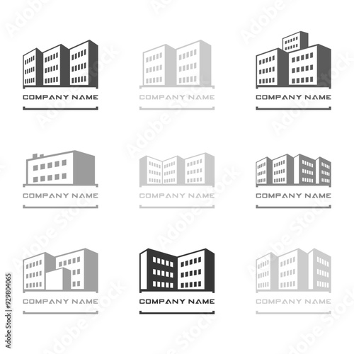 House skyscraper logo background text holder set, isolated vector illustration