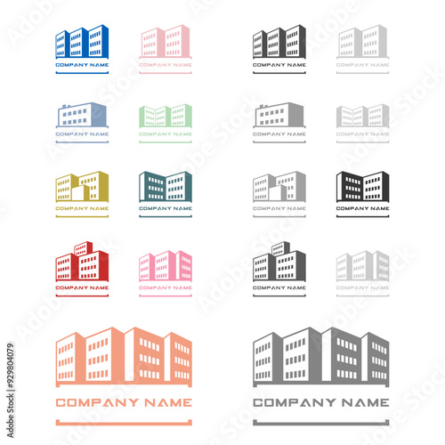 House skyscraper logo background text holder set, isolated vector illustration