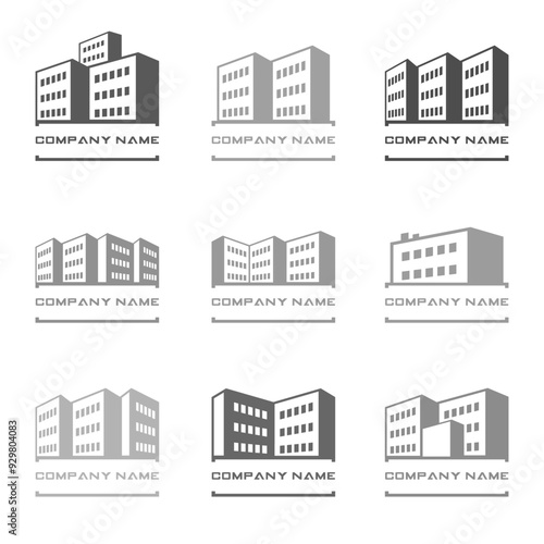 House skyscraper logo background text holder set, isolated vector illustration