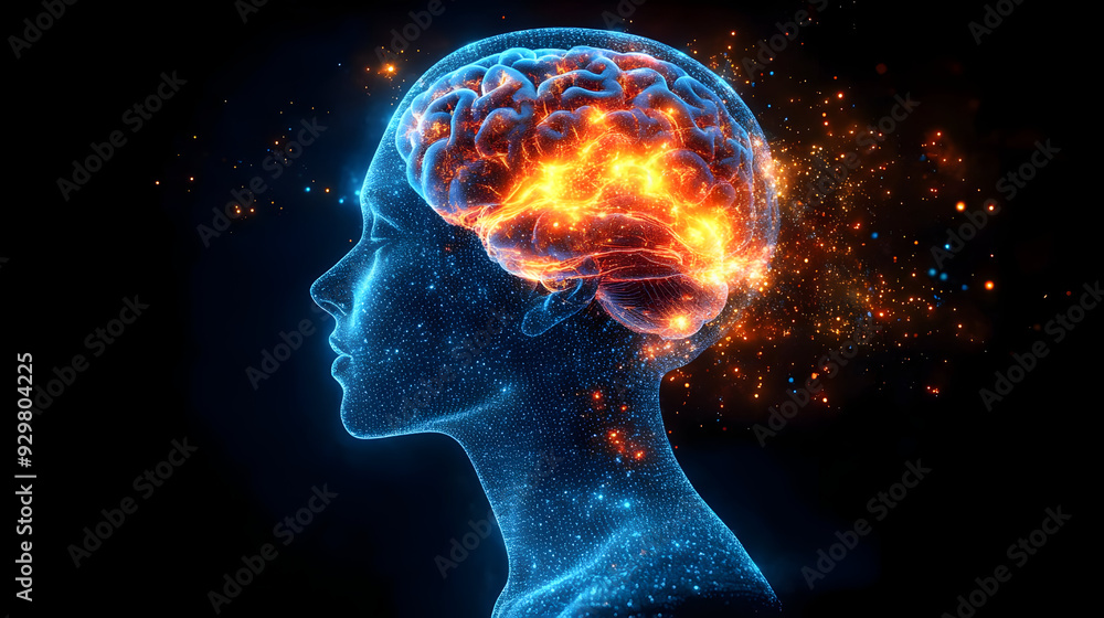 A glowing brain illustration representing thought and creativity. A glowing brain illustration representing thought and creativity.