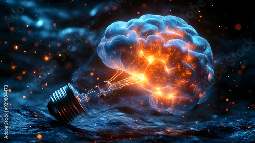 A glowing brain inside a li...