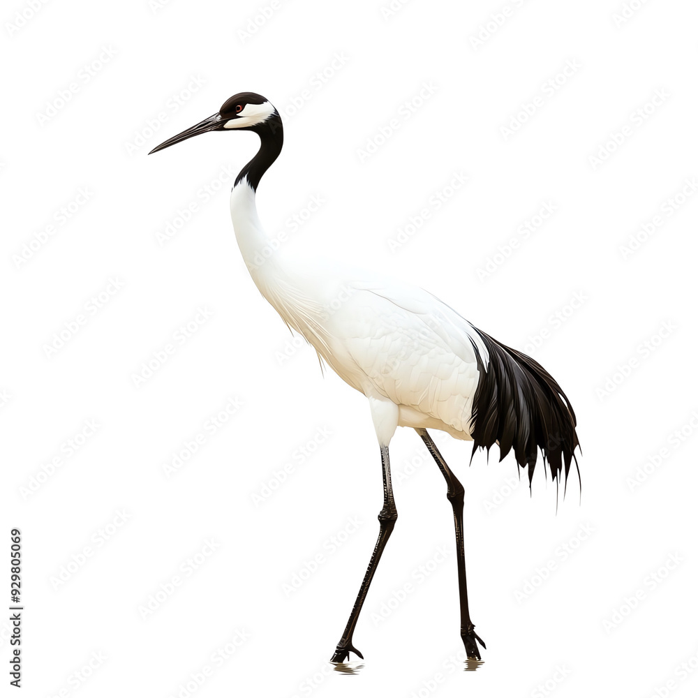 Graceful crane wading.on transparent background Graceful crane wading.on transparent background
