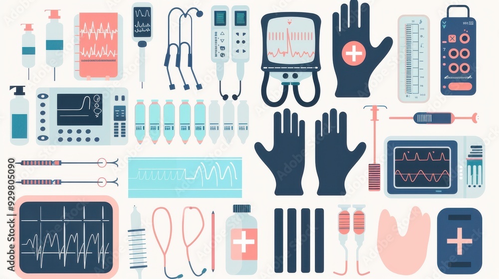 Doctor Device Vector Vector illustration of a range of medical devices, isolated on a white ...