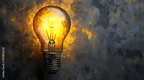 A glowing light bulb agains...