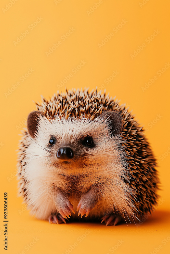A close-up of an adorable hedgehog sitting against a bright orange background. The vibrant backdrop highlights the hedgehog's unique features, perfect for themes of nature, pets, or wildlife. A close-up of an adorable hedgehog sitting against a bright orange background. The vibrant backdrop highlights the hedgehog's unique features, perfect for themes of nature, pets, or wildlife.