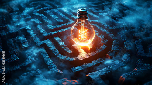 A glowing light bulb at the...