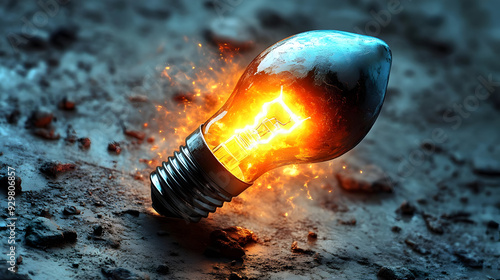 A glowing light bulb emitti...