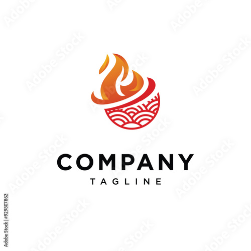 Fire Ramen combination logo icon vector