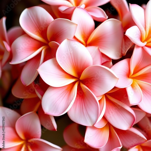Vibrant Pink Plumeria Blooms in Close-Up Ai generated 