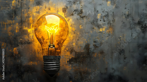 A glowing lightbulb against...